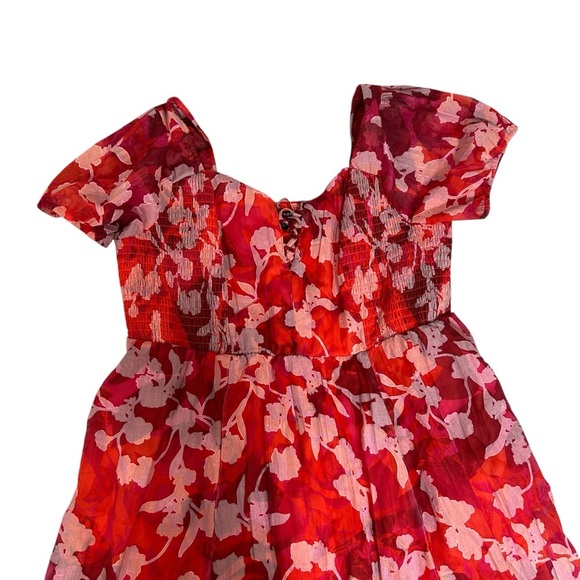 Torrid Midi Dress Red Floral Shady Rose  Women's Plus 2X Smocked Sweetheart - Picture 4 of 16
